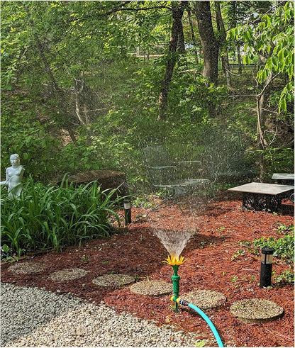 Tulip Sprinkler Head, Flower sprinklers for Yard,sprayers in Lawn and Garden，Decorative Sprinkler, Patio, Kids (16 inch Height, Yellow+Green)