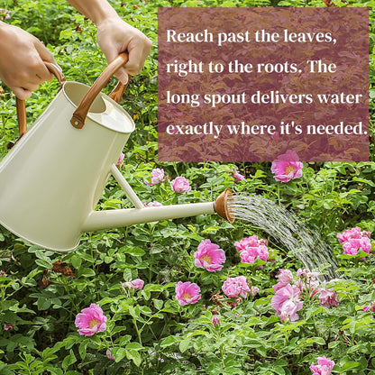 Metal Watering Can with Removable Spout, 1.5 Gallon Large Watering Cans for Plants, Galvanized Steel Gardening Water Can for Indoor & Outdoor Use, Watering Pot with Ergonomic Movable Handle(White)