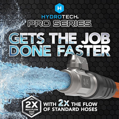 HydroTech 75 ft Expandable Garden Hose - Pro Series, 2x Max Flow, 3/4" No-Kink Flexibility, Lightweight Hose for Lawn, Garden, Car Washing, Deck and Patio Cleaning