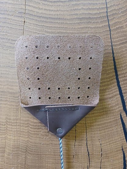 Leather Fly Swatter Set (2 Pack) – 17” Amish-Made Fly Swat w/Real Leather Paddle – Fly Swatters Multi Pack w/Metal Handle – Bug Swatter, Mosquito Swatter, Wasp Swatter (Chocolate)
