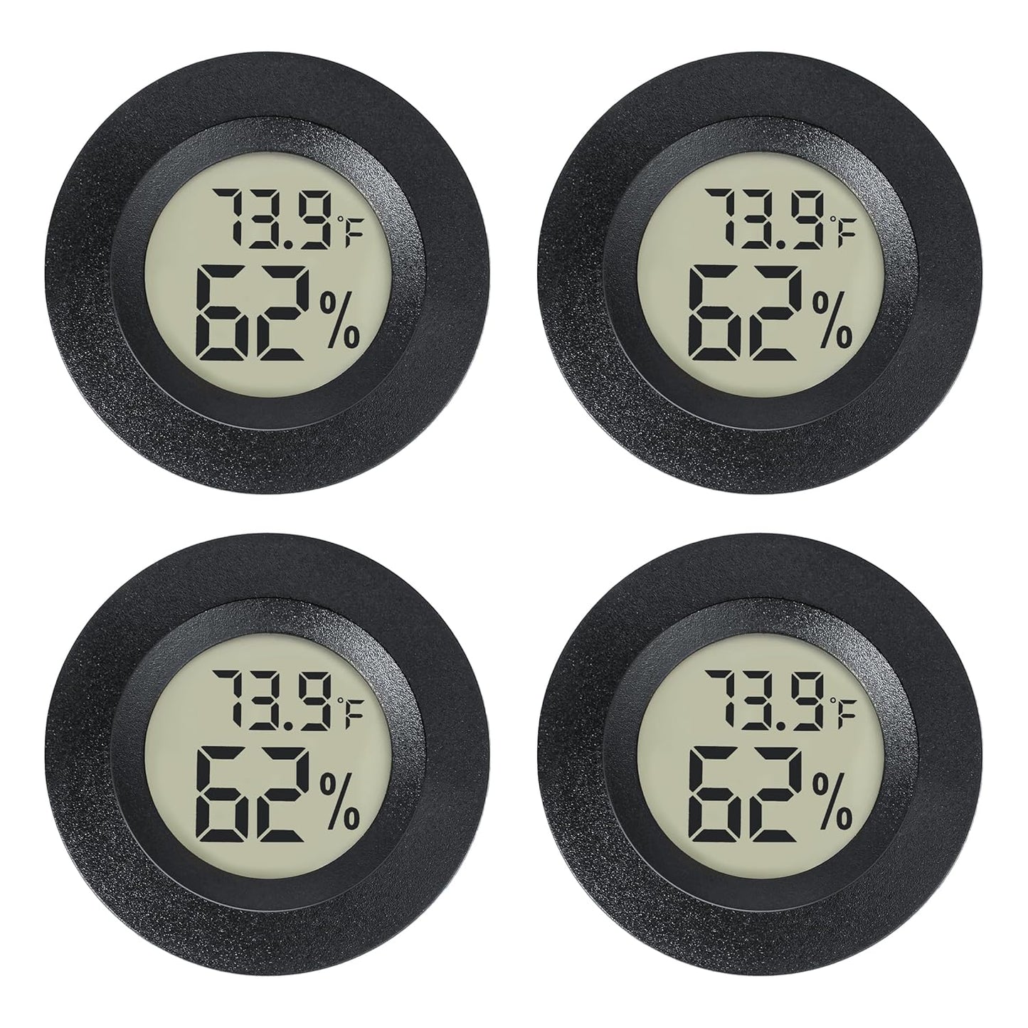 Mini Hygrometer Indoor/Outdoor Humidity Meter Hygrometer Thermometers 4 Pack Humidity Meters Gauge Mini Digital Thermometer for Humidors, Greenhouse, Garden, Cellar (4)