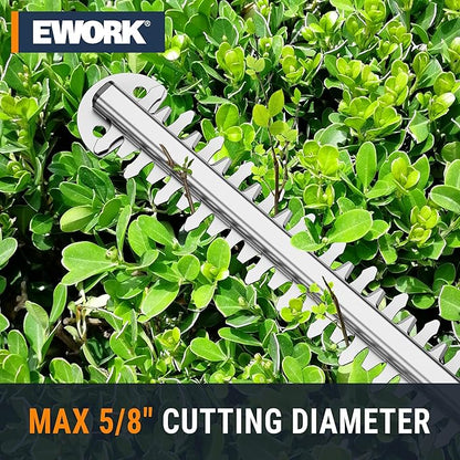 EWORK 20V Cordless Hedge Trimmer 22-Inch Electric Bush Trimmer, 5/8" Cutting Capacity, Battery Powered Lightweight Handheld Shrub Trimmers with Battery and Charger for Garden, Yard