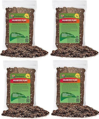 Gardenera Kalanchoe Plant Premium Potting Mix - 20 Quart - Optimize Growth with Natural Ingredients (4 Bags of 5 Quartz)