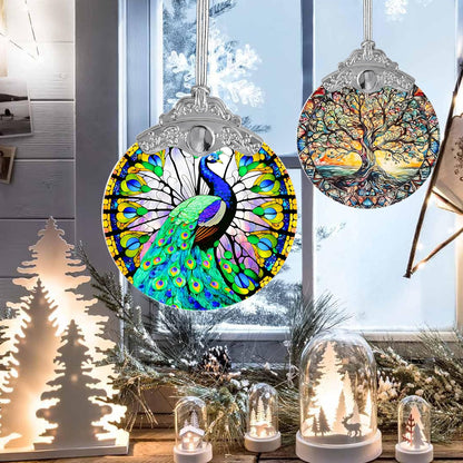 Stained Glass Suncatcher, Jocidea Peacock Ornament, Christmas Ornaments, Holidays Ornaments, Christmas Tree Decor, Peacock Decor for Home, Peacock Gifts