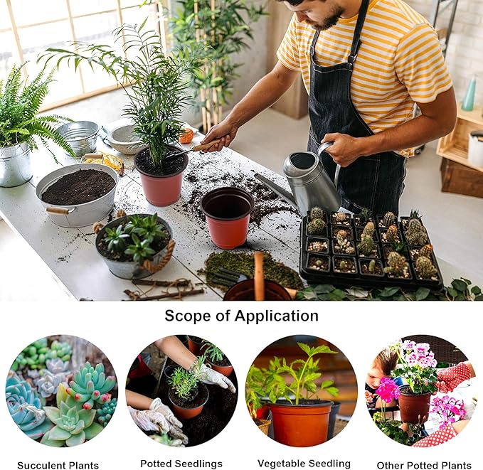 Augshy Nursery Pot, 110 Pcs 4" Plastic Plants Pot,Seed Starting Pots, Indoor Outdoor Seeding pots