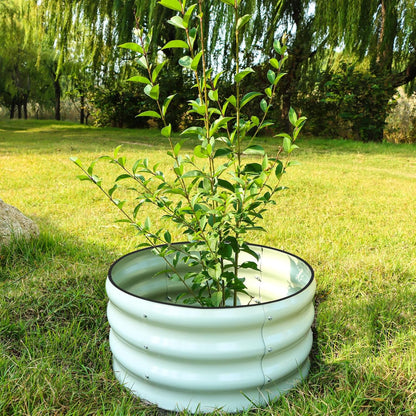 SnugNiture 3 Pcs 2x2x1ft Round Galvanized Raised Garden Bed Kit Outdoor, Metal Planter Box for Planting Plants Vegetables, White