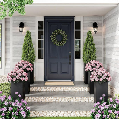 Set of 4 Planter Box Outdoor 30" H x 14.4" W x 13.6" D- Tall Planters for Outdoor Patio/Porch, All-Weather with Anti-Dumping Kit, Durable Galvanized Steel, Modern Design for Plants, Flower