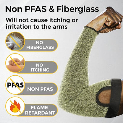 Schwer 2 Pairs CORE Arm Protection Sleeves S081, ANSI A5 Cut Resistant Sleeves with Thumbhole, Non-PFAS Flame Resistant Welding Sleeve for Work Kitchen, Farmer Sleeve for Gardening Arm Guards