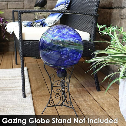 Sunnydaze 10-Inch Gazing Ball for Garden - Glass Gazing Globe for Outside - Garden Orb Yard Decor - Northern Lights