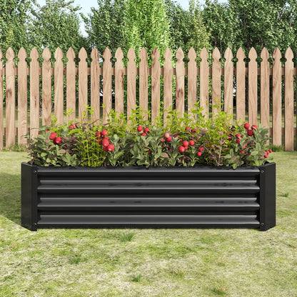 Galvanized Raised Garden Bed for Vegetables,Planter Raised Garden Boxes Outdoor,Metal Raised Garden Beds Steel Kit for Vegetables Flower Herb Patio Black Rectangle