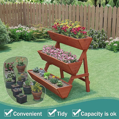 Raised Garden Bed, 3 Tier Vertical Garden Planter for Indoor & Outdoor, Raised Planter Box with Legs, Garden Planter Box for Flowers/Vegetables/Plants