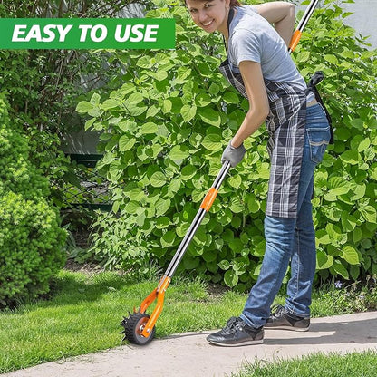 Wheel Rotary Edger Lawn Tool, Sidewalk 66.7Inch Manual Lawn Edger, Grass Edge Trimmer, Adjustable Stainless Steel Handle with Cushion Grip,Soil,Garden and Yard Tool,Orange