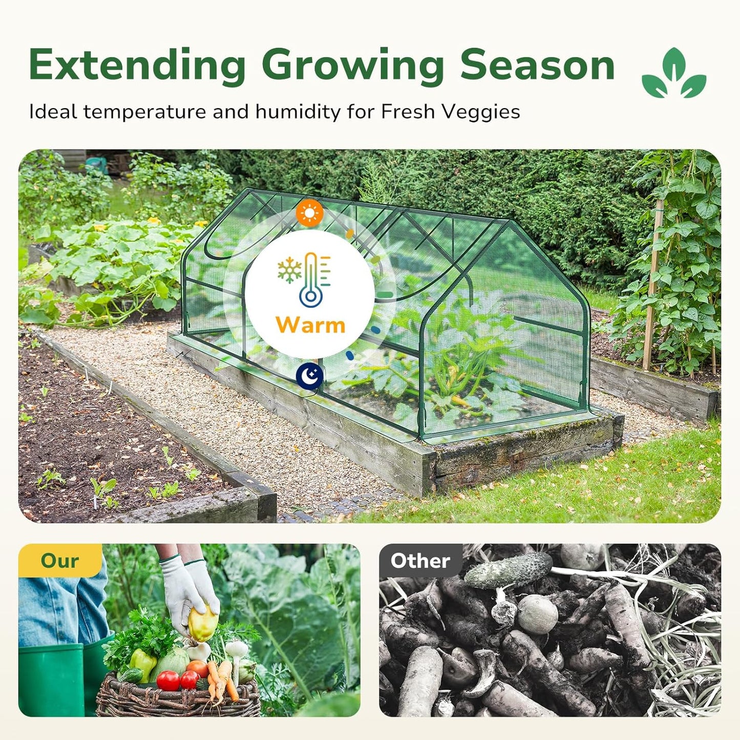 Greatbuddy Portable Mini Greenhouse, 3×3×9Ft, High-Density PE Plant Cover with 3 Roll-up Zipper Windows, Perfect for Outdoor Plant Growing