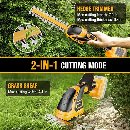 Hedge Trimmer Cordless Compatible with DEWALT 20V MAX Battery (No Battery), Electric Hedge Trimmer Cordless Grass Trimmer, Bush Trimmer Grass Shears Handheld for Yard, Garden, Lawn
