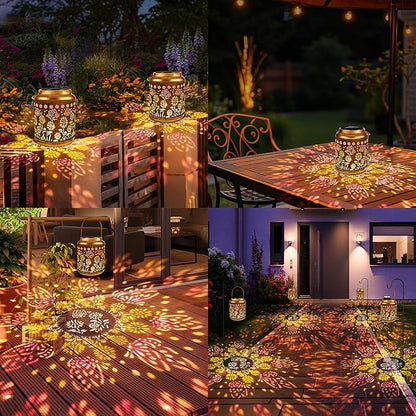 Brizled Butterfly Solar Lantern Lights with Colorful Projection, Christmas Birthday Gifts for Women Mom Grandma, Multicolor Hanging Lights Outdoor Waterproof, Solar Lantern Lights for Garden Patio