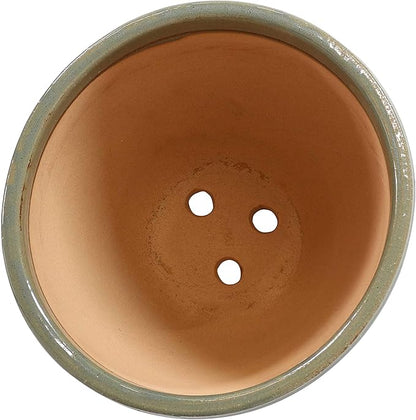 Sunnydaze Large Ceramic Plant Pot - Round Outdoor Glazed Ceramic Planter Pot with Drainage -Resort - Gray - 13.5"