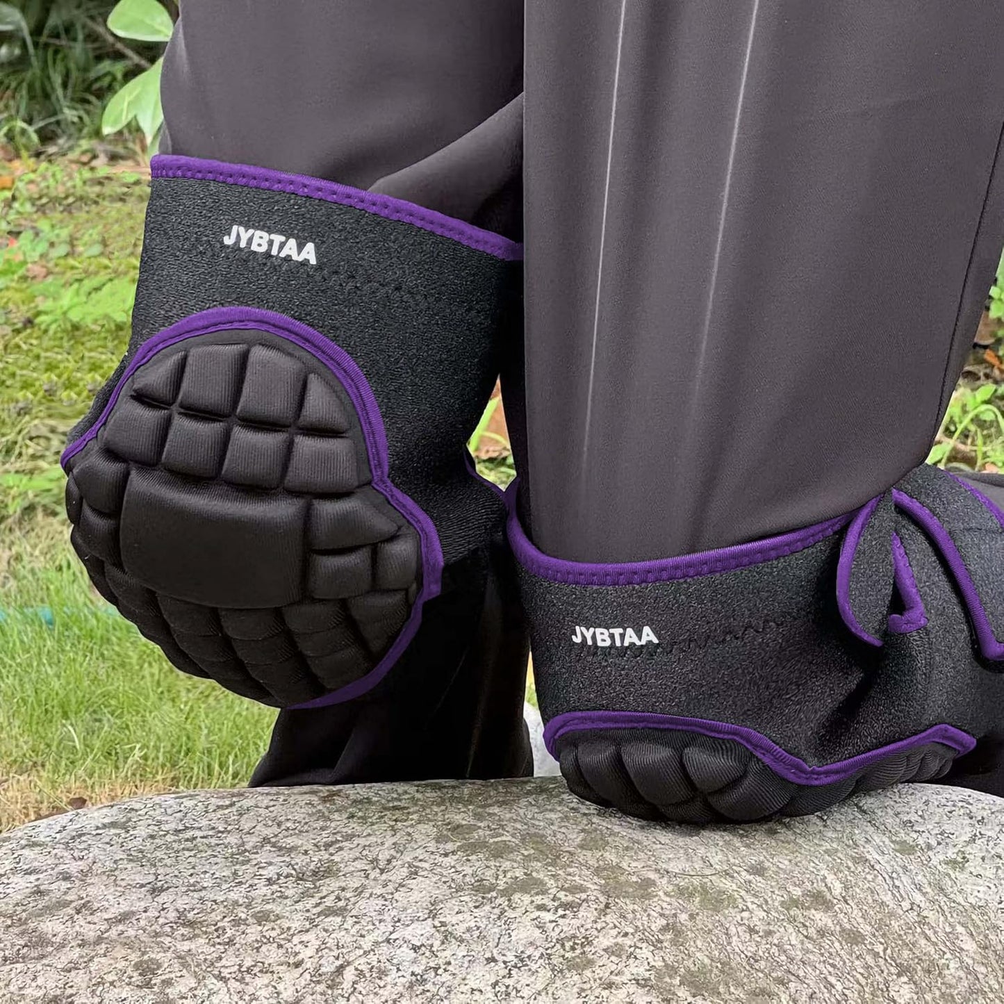 Gardening Knee Pads for Men/Women, Adult Knee Cushion with Straps for Scrubbing Floors, Safety Kneeling Pads for Roofing Housekeeping Working, Flooring Knee Pad for Kneeling Crawling, Purple L (1 Pair)