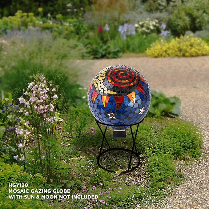 Alpine Corporation 11 Inch Tall Indoor Outdoor Gazing Globe Metal Display Stand, Black