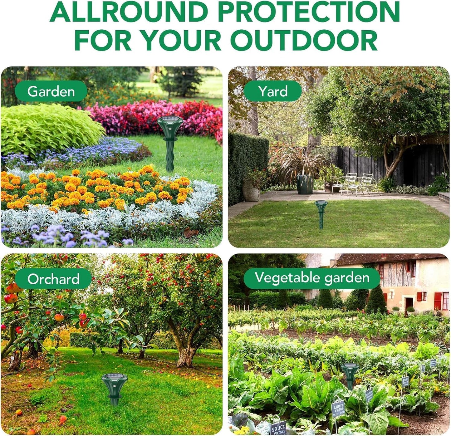 Mole Repellent Solar Powered, 2 Pack Snake Repellent for Yard Waterproof Motion Detection LED Flash Light, Ultrasonic Skunk Repellent Get Rid of Mole, Vole, Rabbit, Gopher, Raccoon, Deer