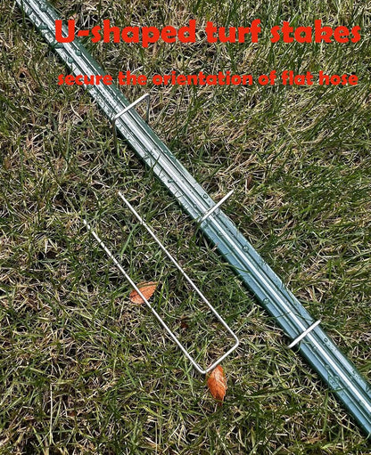 Watoo 2025 Sprinkler Hose & Soaker Hose for Yard - 25 FT Reinforced Flat Garden Hose with Holes, Heavy Duty No-Kink Lawn Irrigation Hose (Includes Stakes, High Pressure Spray)