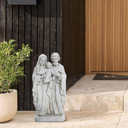 LuxenHome Holy Family Statue, 19 Inch Tall Off White Polyresin Holy Family Statue Catholic, Indoor Outdoor Patio Decor for Sagrada Familia Estatua, Garden Home Decor Gift