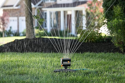 Eden 95124 Adjustable 4-Way Mini Turbo Oscillating Sprinkler W/Quick Connect Starter Set, Covers up to 4,069 sq. ft. Heavy Weight Base & Melnor 65131AMZ Mini Oscillator Sprinkler Bundle, Black, Yellow