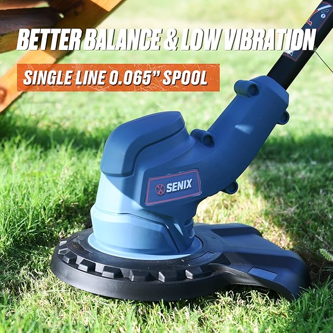 SENIX X2 20 Volt Max* Cordless Grass String Trimmer and Edger Lawn Tool, Detachable Split Shaft, 10-Inch Max Cutting Width, Includes 2.0 Ah Battery and 2A Charger (GTX2-L)