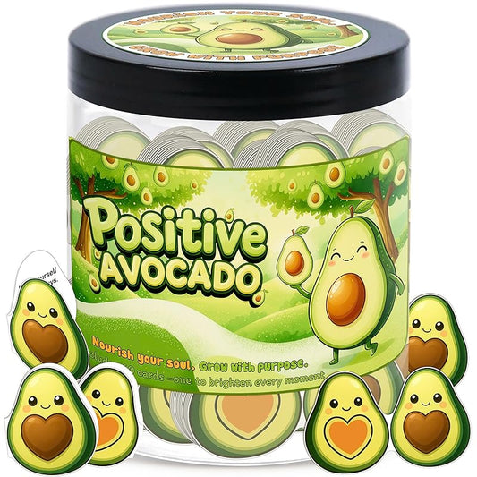 Positive Avocado Jar - 60 Affirmation Cards, Emotional Support Avocado, Avocado Gifts, Avocado Gifts for Women, Inspirational & Mental Health Gifts, Good Luck Gifts For Teens, Women, Friends