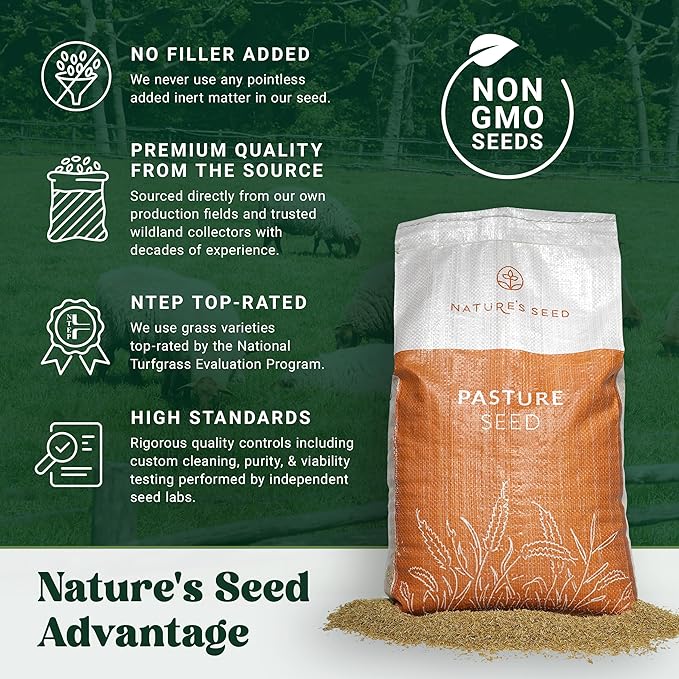 Nature’s Seed Orchardgrass, Pasture Grass Seed, Shade Tolerant, Cool-Season Perennial for Forage, Hay, Cattle, Grazing, 5 lbs