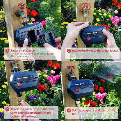 Eden 25441 1-Zone Bluetooth Water Timer for Smart Irrigation - Remote Control via App, Customizable Scheduling, and Water Delay Setting