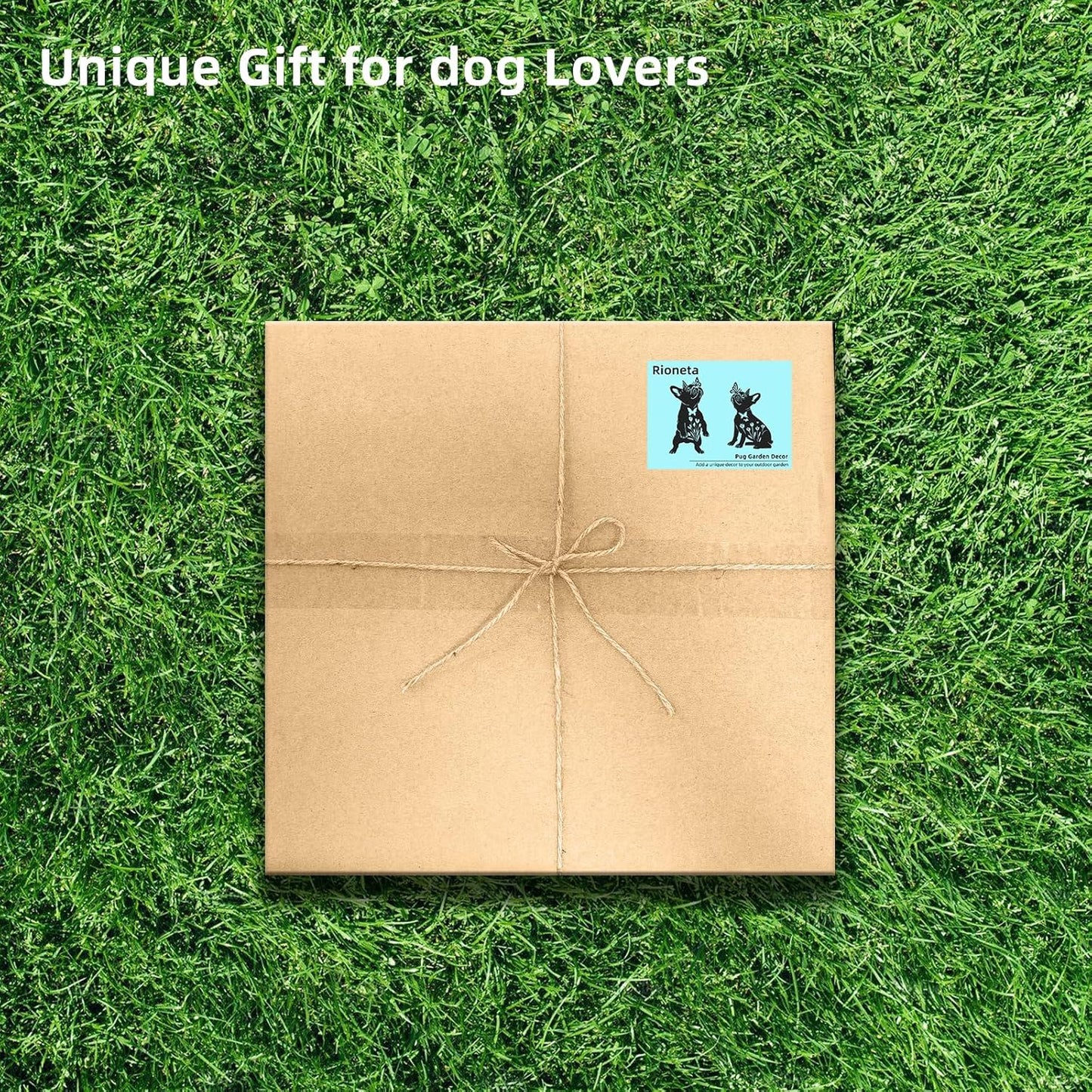 Metal Pug Garden Decor for Outside (2 Pack), 14" Yard Art Stakes,Unique Gift for Kitty Lovers, Outdoor Lawn Statues and Weather Resistant Yard Art