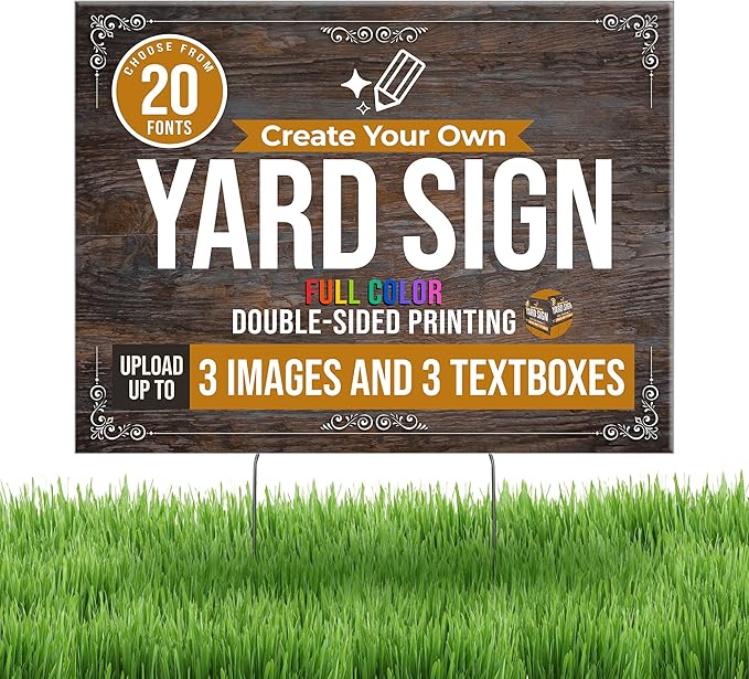 24x18" Double Sided Custom Yard Sign with Metal Stakes, Personalized Full Color Corrugated Yard Sign for Outdoors, Front and Back Custom Printed Personalized Lawn Signs 10 Pack (Design 9)