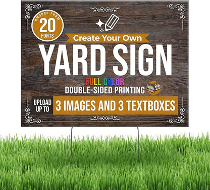 24x18" Double Sided Custom Yard Sign with Metal Stakes, Personalized Full Color Corrugated Yard Sign for Outdoors, Front and Back Custom Printed Personalized Lawn Signs 10 Pack (Design 9)
