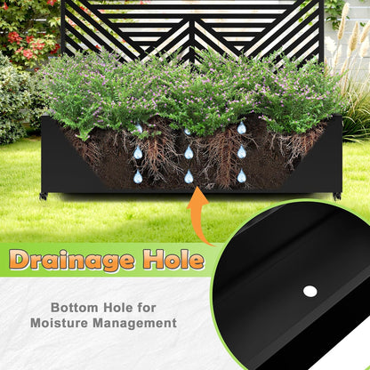 Metal Raised Garden Bed with Trellis, 2-in-1 Planter Box & Privacy Screen for Climbing Plants, Outdoor Standing Flower Bed with Drainage Holes, 47.2" L x 16.7" W x 70.8" H, Black-Zodiac