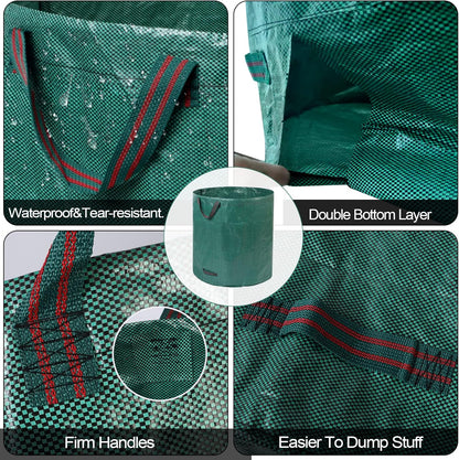 2 Pack 137 Gallons Reusable Yard Waste Bags with Double Bottom Extra Large Lawn Leaf Bags Heavy Duty With 4 Reinforced Handles Garden waste Bags Containers for Debris Grass Clipping