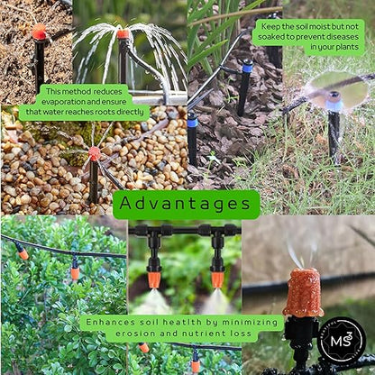 MS3 Drip Irrigation System Kit 226FT – Automatic Garden Watering System with Adjustable Drippers, 5/16'' & 1/4'' Tubing, Easy DIY Installation for Greenhouse, Yard, Lawn & Potted Plants