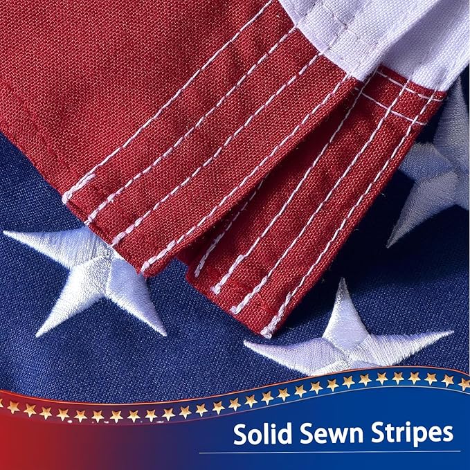 American Flag for Outside 5x8 FT, Deluxe Heavy Duty Spun Polyster, TearProof and Waterproof Super Tough Series, All Weather High Wind USA US Flag with Embroidered Stars, Sewn Stripes, Brass Grommets