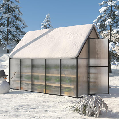 6x10 FT Greenhouse for Outdoors, Polycarbonate Greenhouse with Roof Vent, Enhanced Aluminum Large Walk-in Green House for Garden Backyard