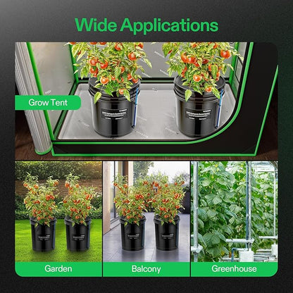 VIVOSUN DWC Hydroponics Grow System with Top Drip Kit, 5-Gallon Deep Water Culture, Recirculating Drip Garden System with Multi-Purpose Air Hose, Air Pump, and Air Stone (2 Buckets + Top Drip Kit)