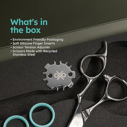 6.3" Professional Hair Scissors – Barber Shears Made with Premium VG10 Steel, Special Blade Angle, Ideal for Straight Cutting and Slide Cutting, Lightweight, Razor-Sharp, Ergonomic Handle | K9 Shears