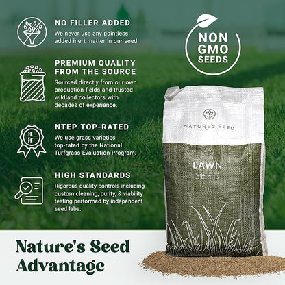 Nature’s Seed Triple-Play Turf Type Tall Fescue Grass Seed Blend, High-Traffic, Heat and Drought Tolerant, for Garden, Lawn, Yard, 5 Lbs