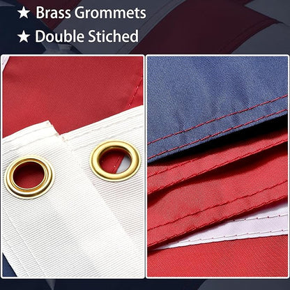 American Flags for Outside 4x6, US Flag Outdoor Heavy Duty, Embroidered Stars/Sewn Stripes/UV Protection/Brass Grommets, USA Flags High Wind
