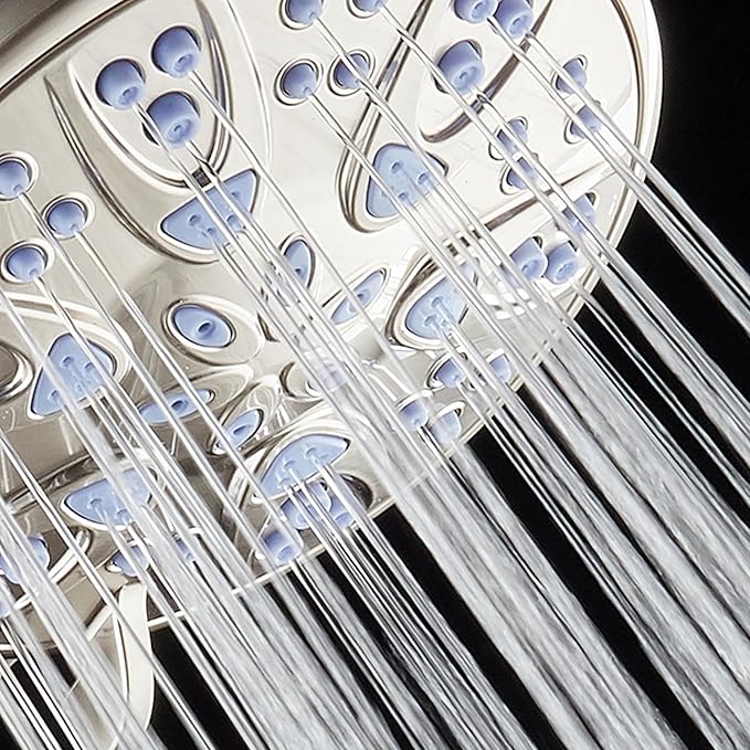 AquaDance Antimicrobial/Anti-Clog High-Pressure 6-setting Hand Shower with Nozzle Protection from Growth of Mold, Mildew & Bacteria for Stronger Shower! - Sunset Blue