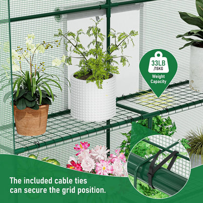 56×56×78Inch Walk-in Greenhouse for Outdoors with Screen Windows, Heavy Duty Small Plant House with Thicken PE Cover and Steel Shelves, Portable Green House for Outside Garden Winter, Green