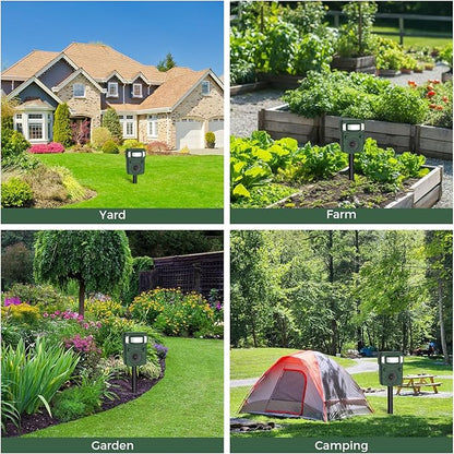 2025 Upgraded Solar Ultrasonic Animal Repellent Outdoor – Motion Activated Deer, Squirrel, Cat, Raccoon, Dog & Bird Ultrasonic Sweep for Yard, Garden, Farm, 2PC