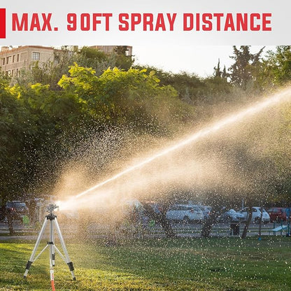 YAMATIC 2 Pcs Impact Sprinkler on Adjustable Tripod Base, 360 Degree Large Area, Heavy Duty Adjustable Pulsator Sprinkler for Lawn, Yard and Grass Irrigation, Spray up to 20-90ft