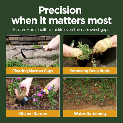 Point Homi Hand Hoe - Traditional Handmade Korean Garden Tool with Chestnut and Acacia Wood Handle for Weeding Digging & Planting