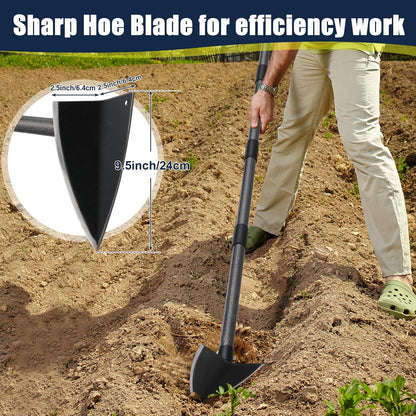 Professional Triangle Hoe with Detachable Shaft - Extra Wide 9.5" Sharpened Blade for Farm/Garden, 15"-71" Adjustable Stainless Steel Pole