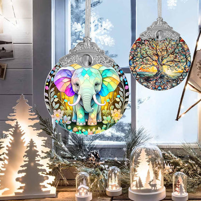 Stained Glass Suncatcher, Jocidea Elephant Ornament, Christmas Ornaments, Holidays Ornaments, Christmas Tree Decor, Elephant Decor for Home, Elephant Gifts