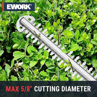 EWORK 20V 22-Inch Electric Hedge Trimmer Cordless 5/8" Cutting Capacity, Lightweight 4.3 Lbs, Battery Powered Bush Trimmer, Handheld Shrub Trimmers with Battery and Charger for Garden, Yard